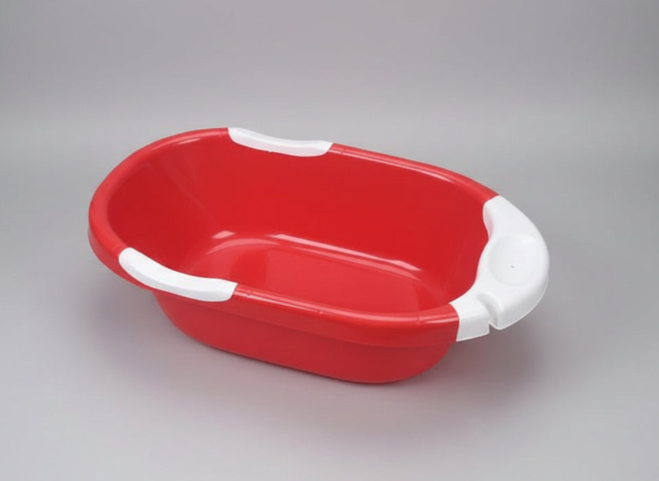 Red & White Infant Plastic Bathtub – Safe & Lightweight Baby Bath Large size