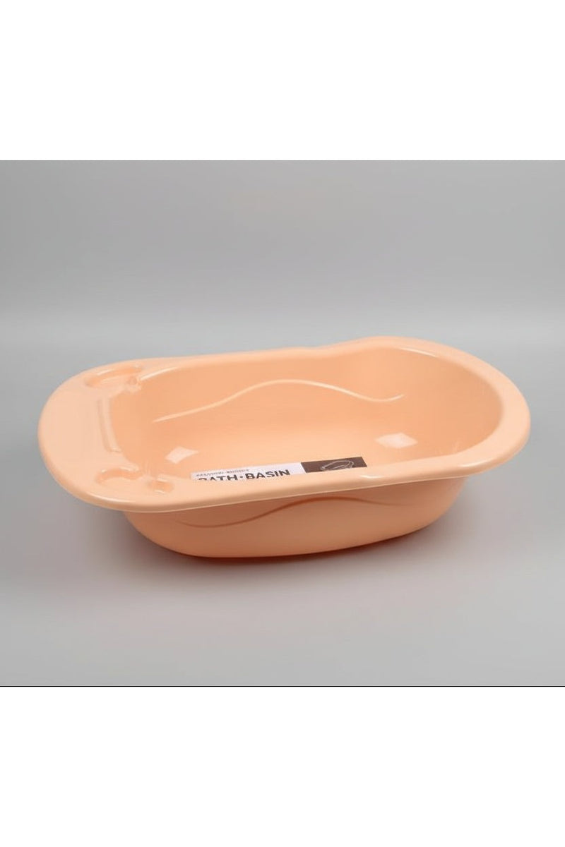 Peach Infant Bath Basin with Contoured Support & Safety Bump – Durable Plastic Baby Tub Big size
