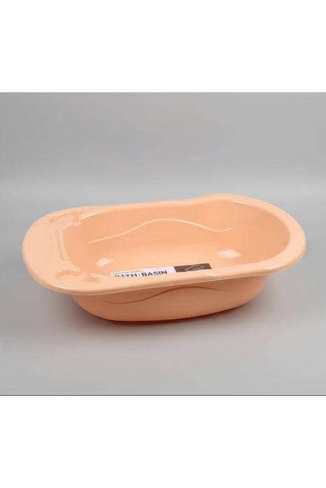 Peach Infant Bath Basin with Contoured Support & Safety Bump – Durable Plastic Baby Tub Big size