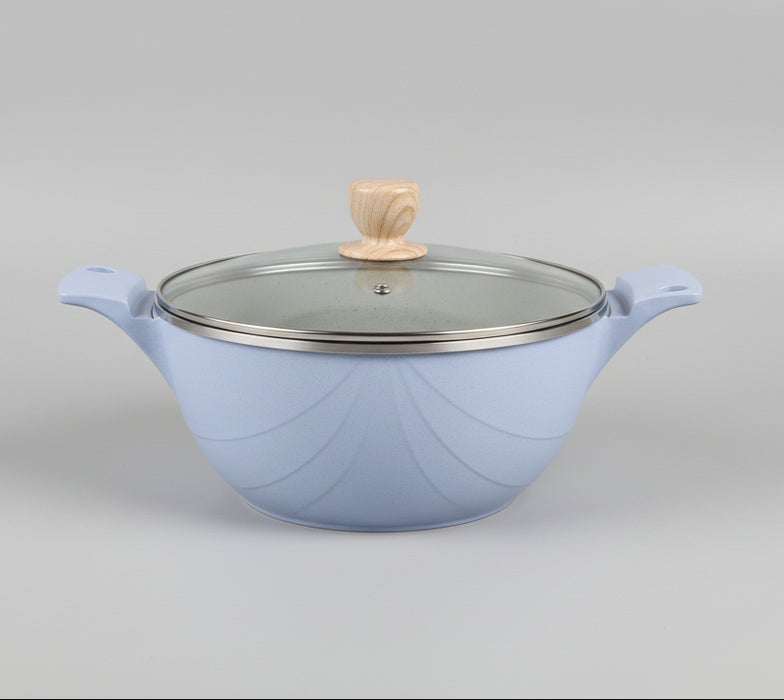 Non-Stick Soup Pot with Glass Lid & Wooden Knob – Durable and Stylish Cookware