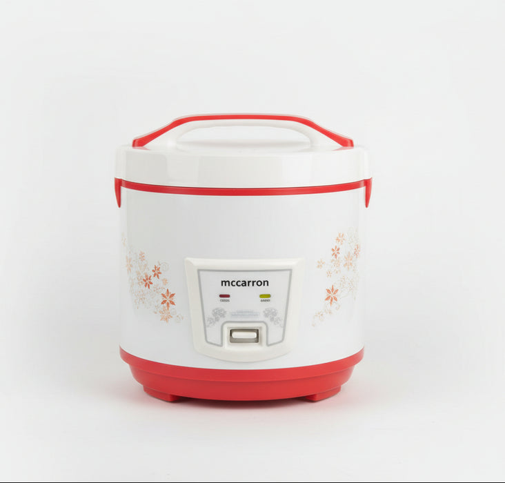 McCarron Electric Rice Cooker – White & Red with Floral Design 5L