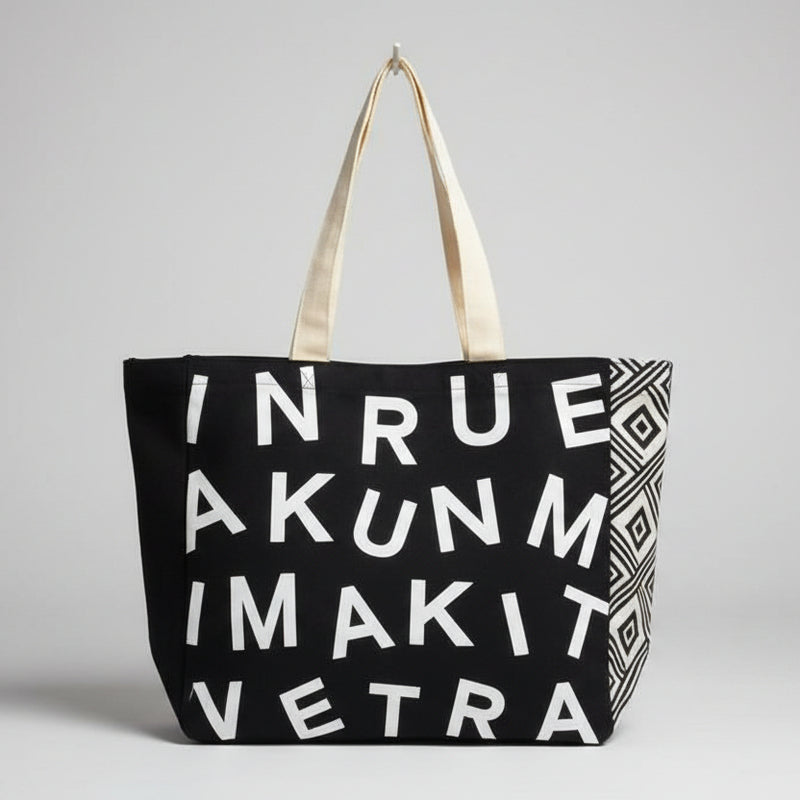 Marimekko Notko Logo Tote Bag – Black & White