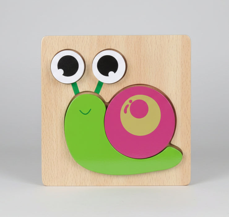 Wooden Snail Puzzle for Toddlers – Educational Toy for Ages 12 Months to 3 Years