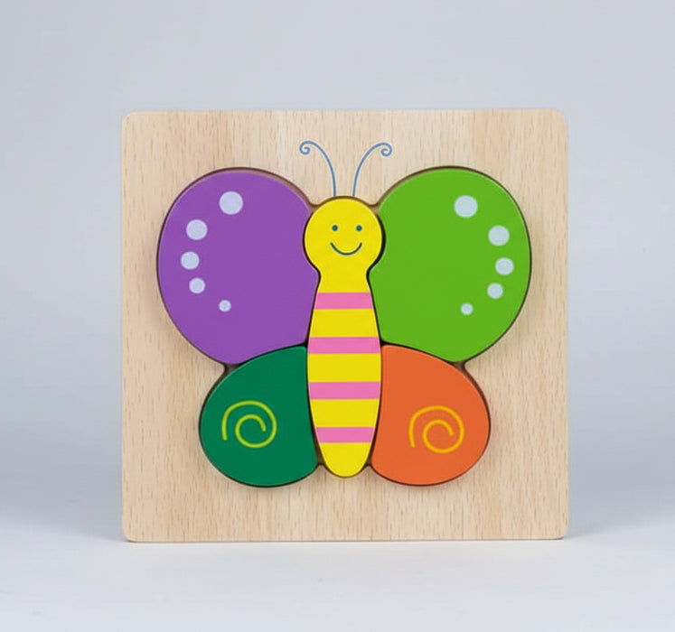 Wooden Butterfly Chunky Puzzle for Toddlers – 5-Piece Educational Toy
