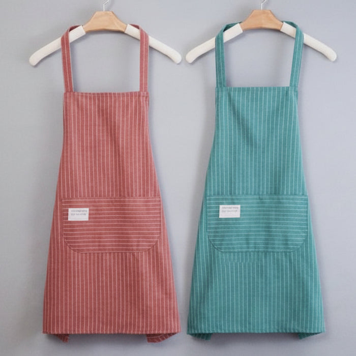 Dolphin Striped Kitchen Apron – Sleeveless Bib Design with Front Pocket
