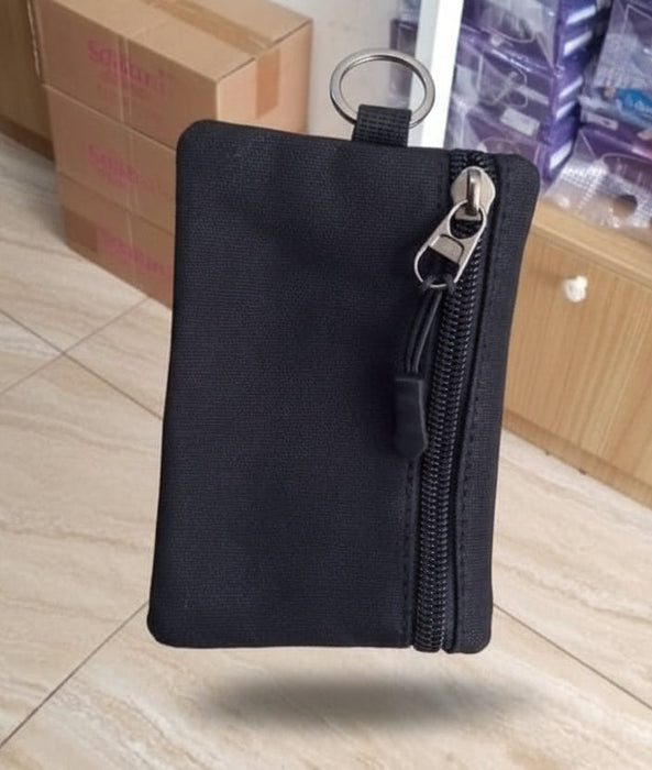 Tactics Twin Coin Purse – Black Canvas with Zipper & Key Ring