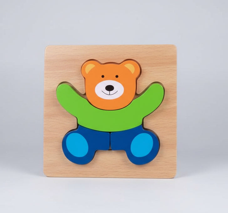 Wooden 3D Bear Jigsaw Puzzle Board – Educational Toy for Toddlers