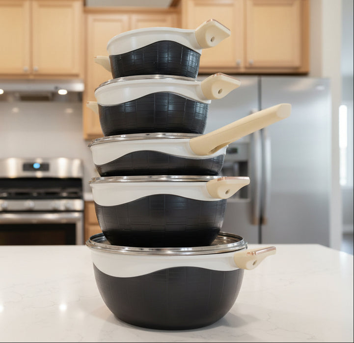 Non-Stick Ceramic Cookware Set 5pcs – Energy-Efficient & Modern Design