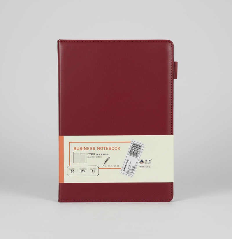 M&G B5 Business Notebook – 124-Page Red PU Leather Soft Cover Lined