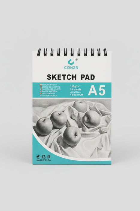 Conzn A5 Sketch Pad – 24 Sheets, 160g/m² Acid-Free Drawing Paper