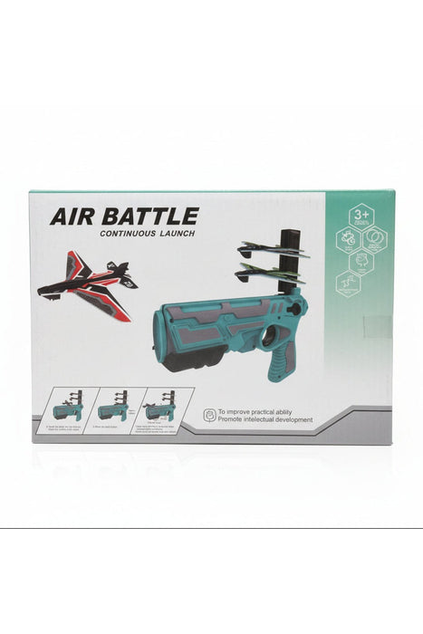 Air Battle Continuous Launch Toy Gun – Foam Airplane Launcher Set Ages 3+