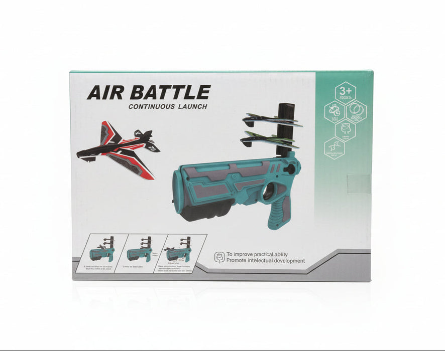 Air Battle Continuous Launch Toy Gun – Foam Airplane Launcher Set Ages 3+
