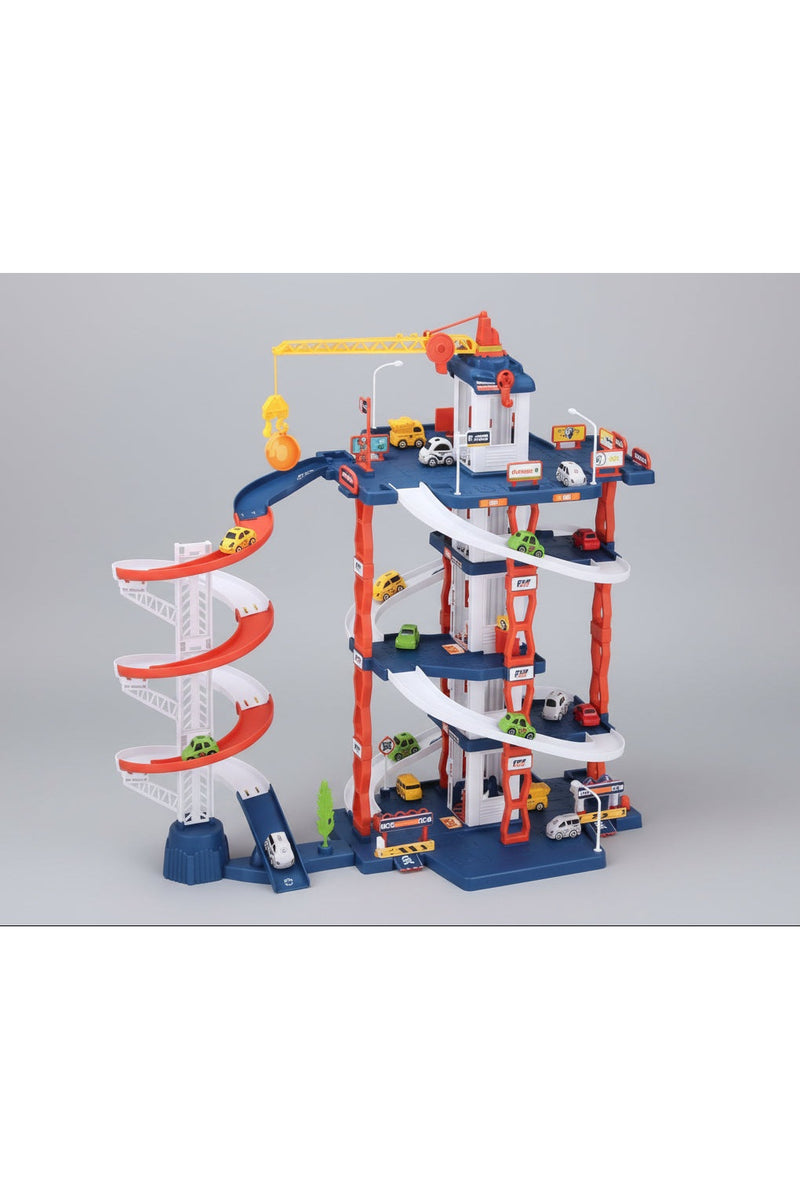 City Parking Toy Garage Playset – 5-Level Car Track with Crane Lift & Mini Cars