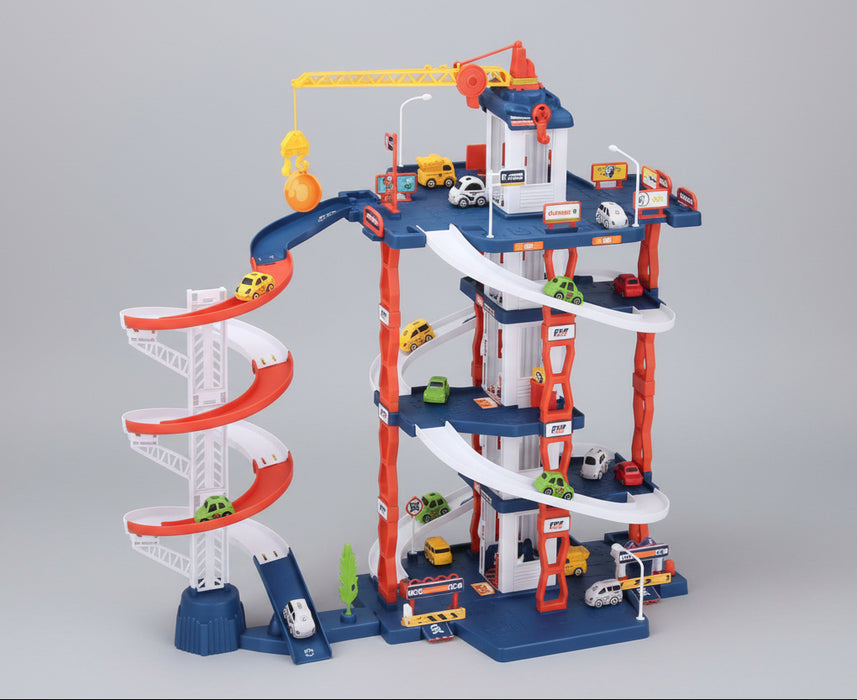City Parking Toy Garage Playset – 5-Level Car Track with Crane Lift & Mini Cars