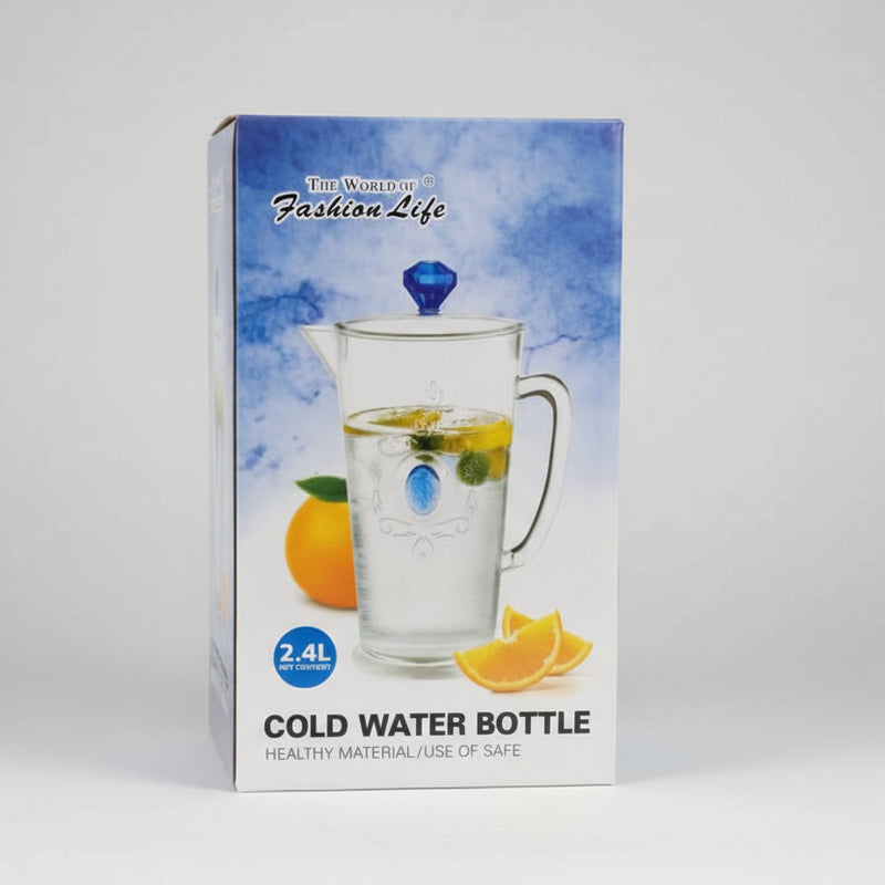The World of Fashion Life 2.4L Cold Water Bottle  Pitcher – Handle & Lid Beverage Container