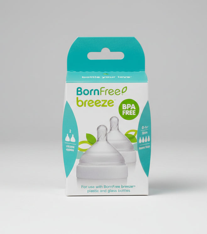 Born Free Breeze Silicone Bottle Nipples – Anti-Colic ActiveFlow BPA-Free