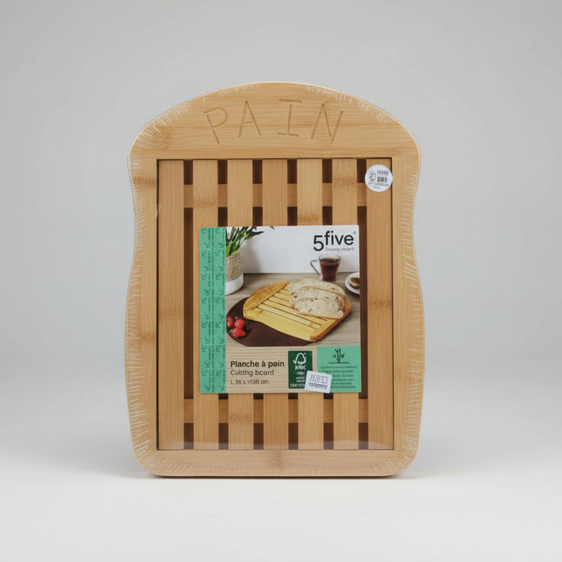5five Simply Smart JJA 100178 Bamboo Bread Cutting Board – Crumb Catcher Tray 34 x 26 cm