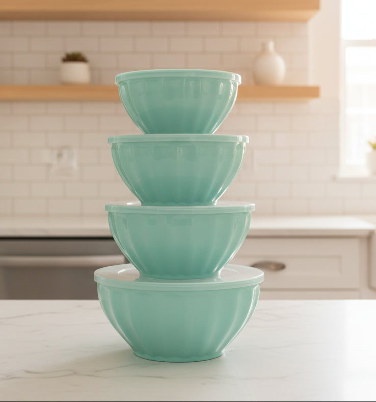 Nesting Plastic Mixing Bowls with Lids 4pcs