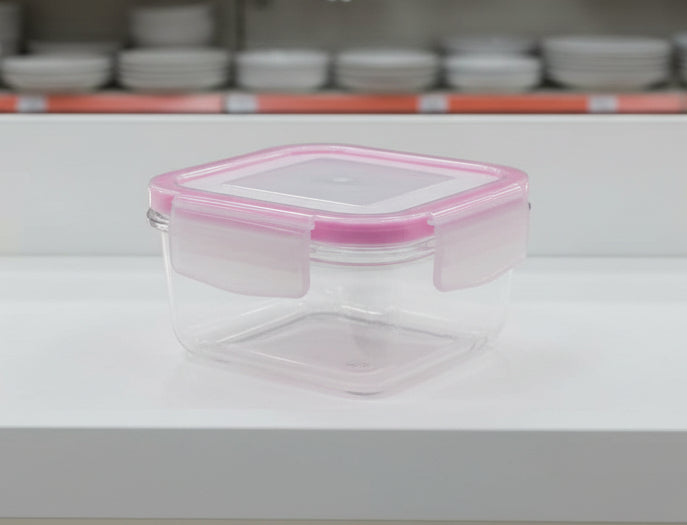 LAV Fresco Glass Food Storage Container – 100% Airtight & Leak-Proof Pink Lid