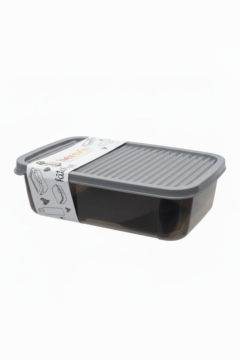 Herevin Plastic Food Storage Container – Airtight Deli Box with Ribbed Base