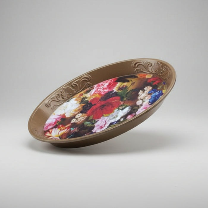 Decorative Oval Serving Tray – Floral Design for Food & Home Decor