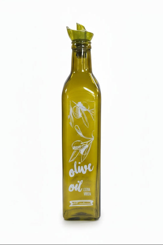 Decorated Glass Olive Oil Bottle – Regent Square 500ml