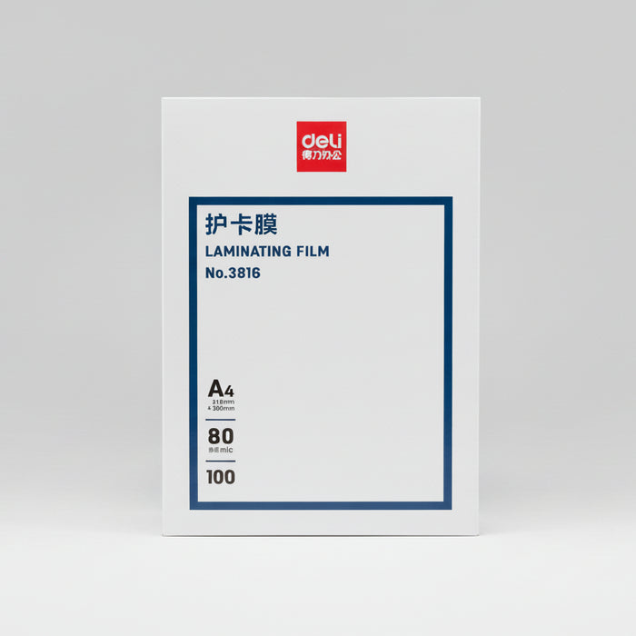 Deli A4 Laminating Film (Model No.3816) 100 Sheets