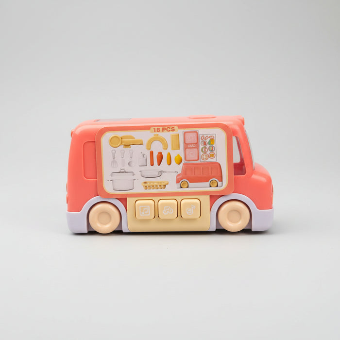 Joy Stories 2-in-1 Pink Bus Toy Kitchen Set
