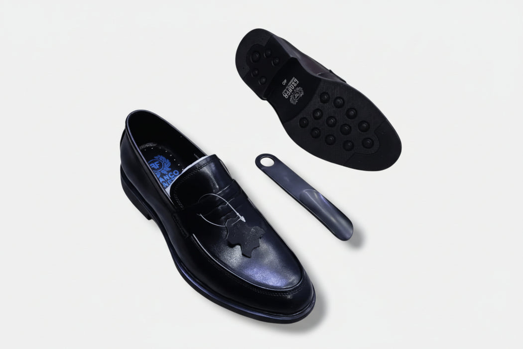 Men's Black Leather Penny Loafers Shoes size 40-45