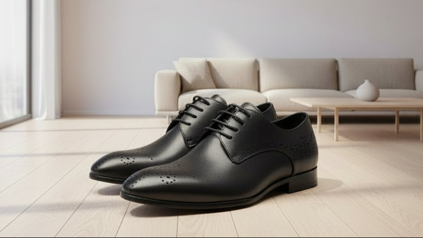 Men's Black Brogue Derby Shoes Size 40-45