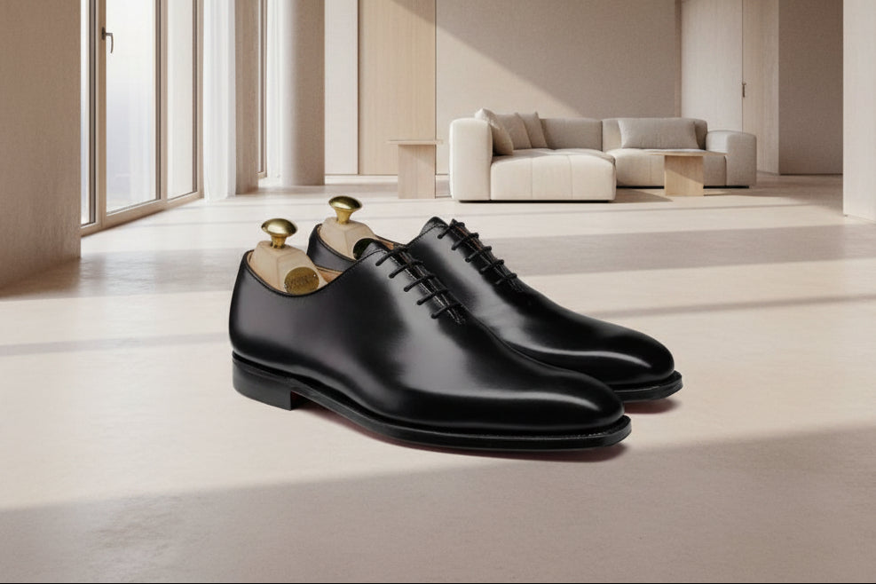 Black Leather Wholecut Oxfords Shoes size 40-45