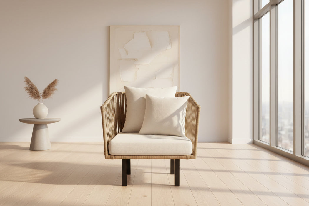 Modern Woven Armchair with Cushions 1meter
