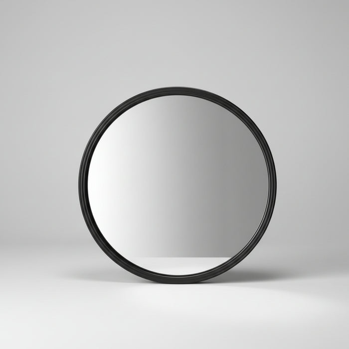 Round Wall Mirror with Black Frame