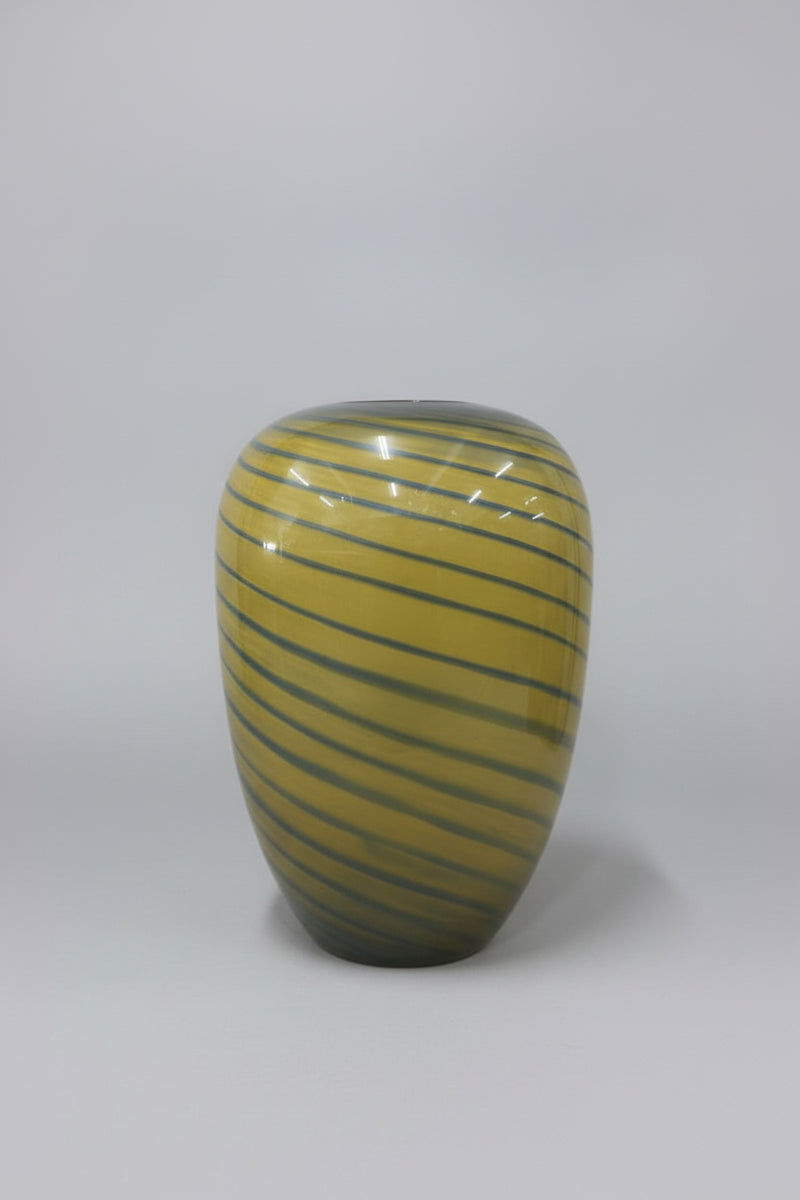 Yellow Striped Glass Vase