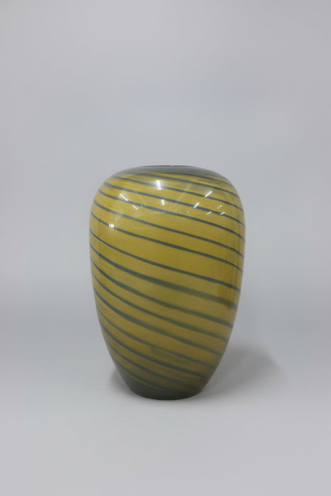 Yellow Striped Glass Vase
