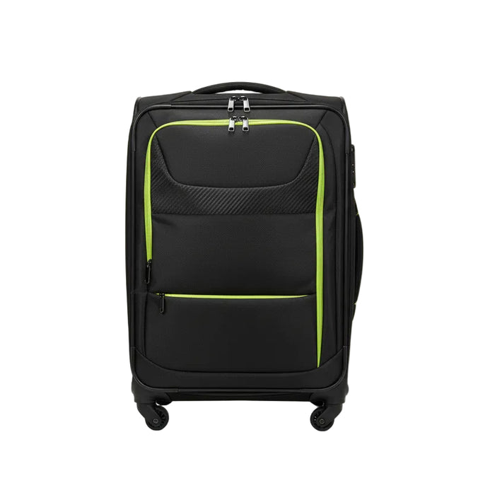 Expandable Soft-Shell Spinner Suitcase (Black/Neon Green)