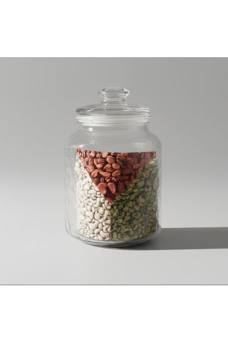 Textured Glass Kitchen Canister with Lid