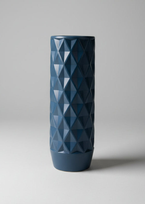Geometric Textured Flower Vase(Darkblue)