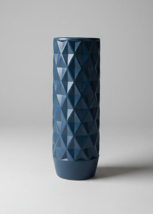 Geometric Textured Flower Vase(Darkblue)