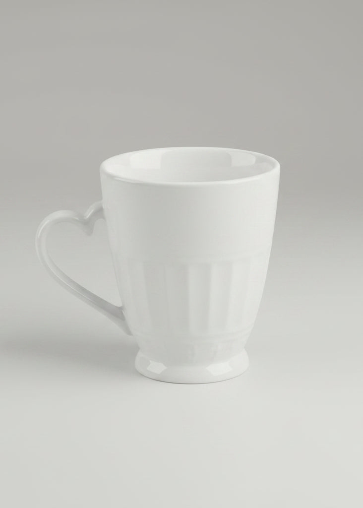 White Ceramic Mug with Fluted Base