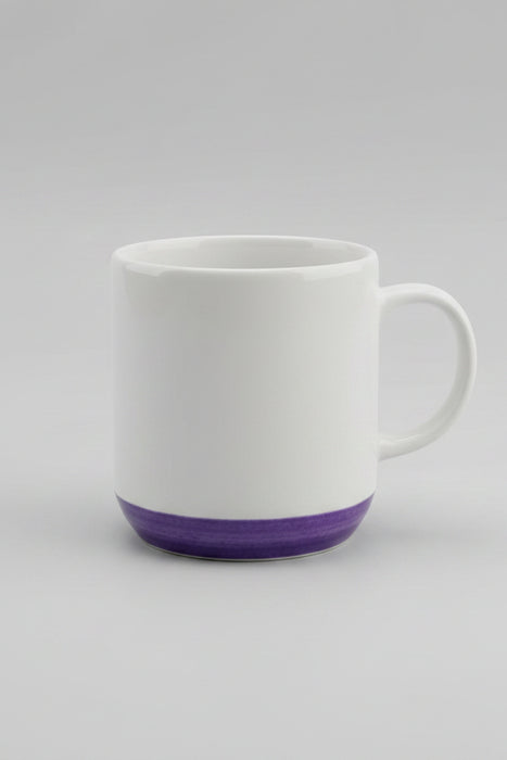 White Ceramic  Mug with Purple Rim Detail