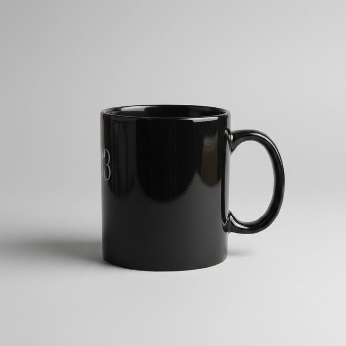 Large Glossy Black Ceramic  Mug