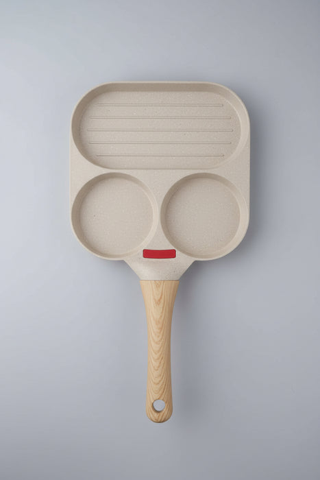 3-Section Cream Non-Stick Breakfast Grill Pan