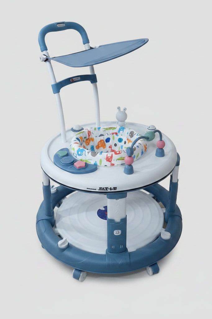 3-in-1 Multifunktionaler Babywalker und Aktivitätszentrum mit verstellbarem Sonnenschutz