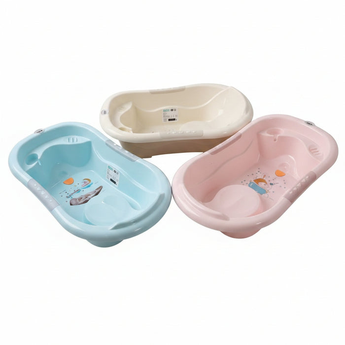 Baby Bathtub with Built-in Bath Seat and Drainage Plug