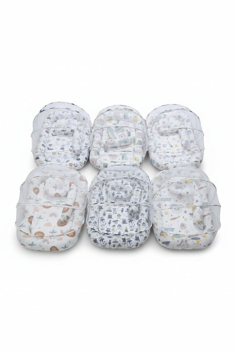 Portable Baby Nest Lounger with Zippered Mosquito Net and Pillow Set