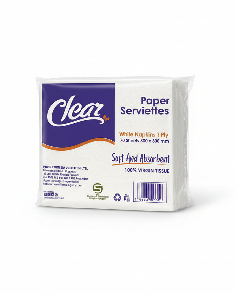 Clear Premium Paper Serviettes (70 Sheets)