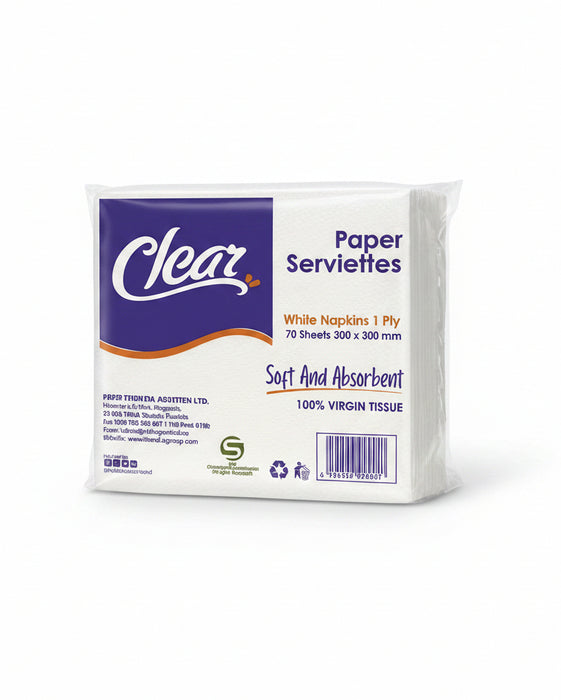Clear Premium Paper Serviettes (70 Sheets)