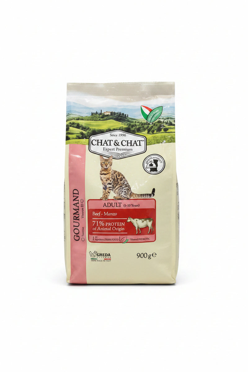 Chat & Chat Expert Premium Gourmand Adult Katzenfutter mit Rind – 900g