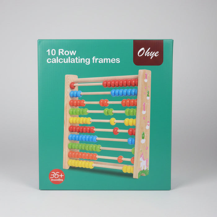 Wooden 10-Row Calculating Frame Abacus